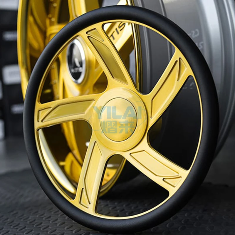 Manufacturer Produces 14 Inch and 15 Inch Gold Colored Car Steering Wheel Canale Sport Customized Steering Wheel