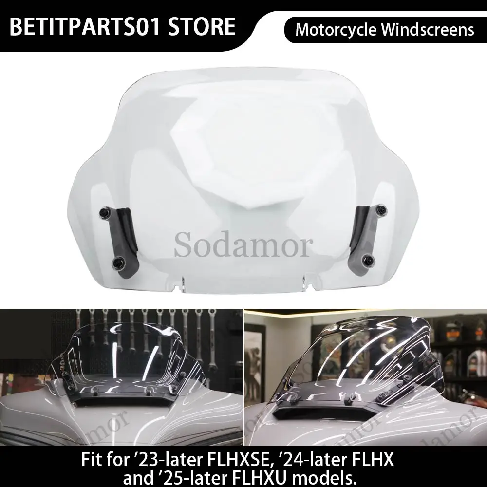 Motorcycle Wind Deflector 14 inch Windshield Fairing Windscreen For Harley Touring Street Glide FLHX 24-Up Ultra CVO FLHXSE FLHX
