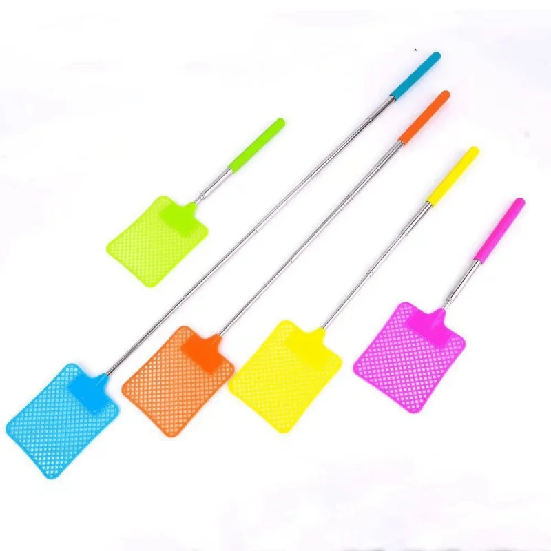 Telescopic Fly Swatter Stainless Steel Metal Steel Fly Mosquito Swatter with Plastic Square Head and Long Handle view 4