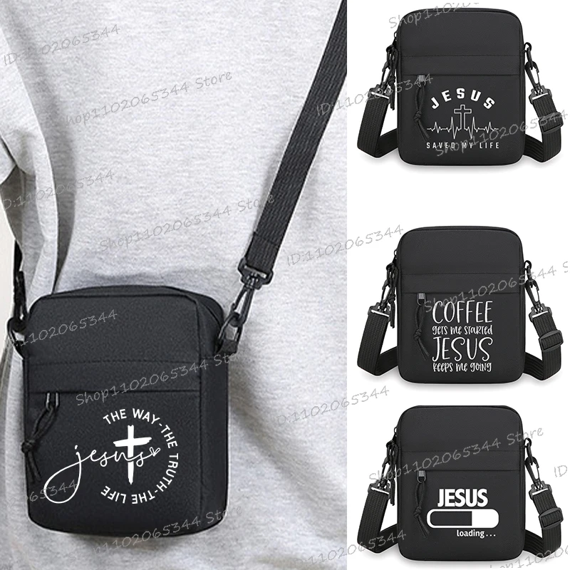 

New Christianity Harajuku Messenger Bag Women Men Religious Belief Mini Mobile Phone Bag Fashion Jesus Small Crossbody Bag