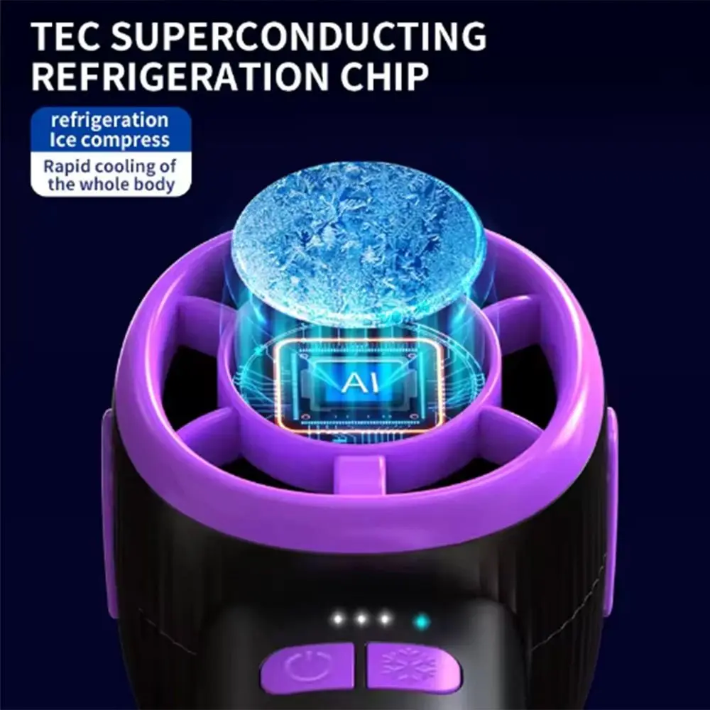 

Semiconductor Refrigeration Handheld Small Fan with Hanging Buckle LED Display Ice Compress Mini Fan High-speed Rechargeable