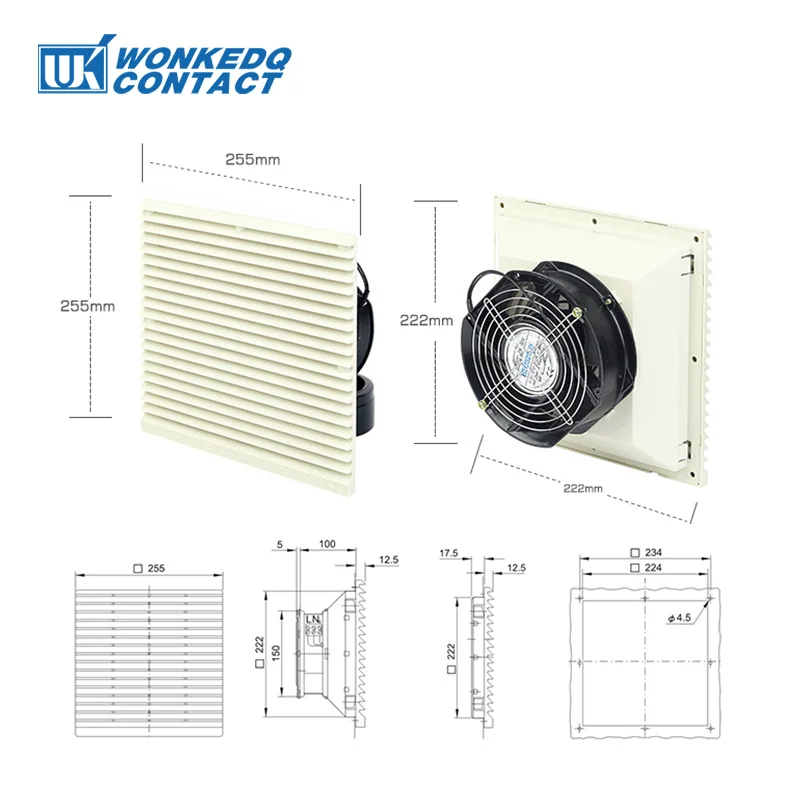 3325-230 172Mm Kipas 230V Kabinet Listrik Sistem Ventilasi Penutup Tahan Debu Blower Knalpot Pendingin Industri Kipas Udara Filter