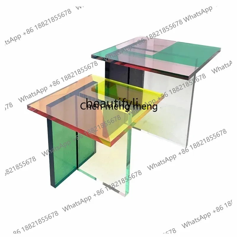 

LHY26 ss Acrylic Table Kitchen Island Designer Color Personalized Custom Pattern Square Corner Table living room furniture