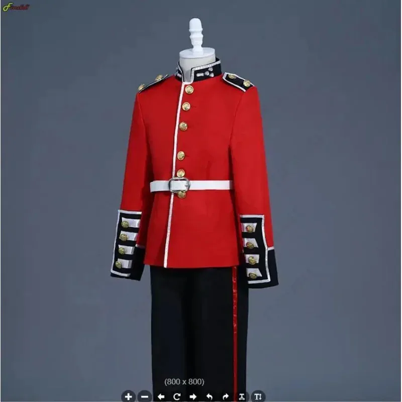 Costume cosplay della guardia reale britannica di Halloween per bambini adulti Costume della guardia della regina Dress Up William Soldiers Set uniforme cosplay con cappuccio A4
