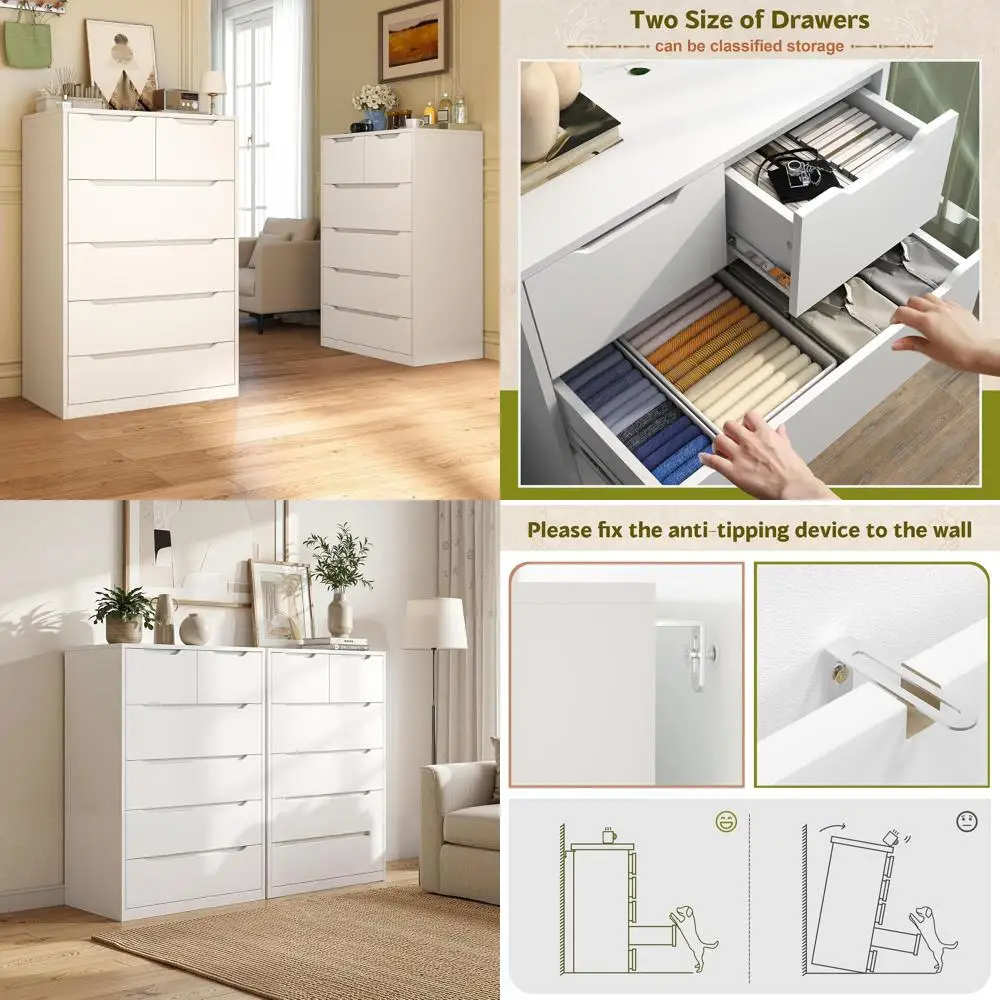 

Высокий комод с 6 ящиками для спальни, гостиной или прихожей - 43,2 В x 27,6 Ш x 15,6 Г (дюймы)