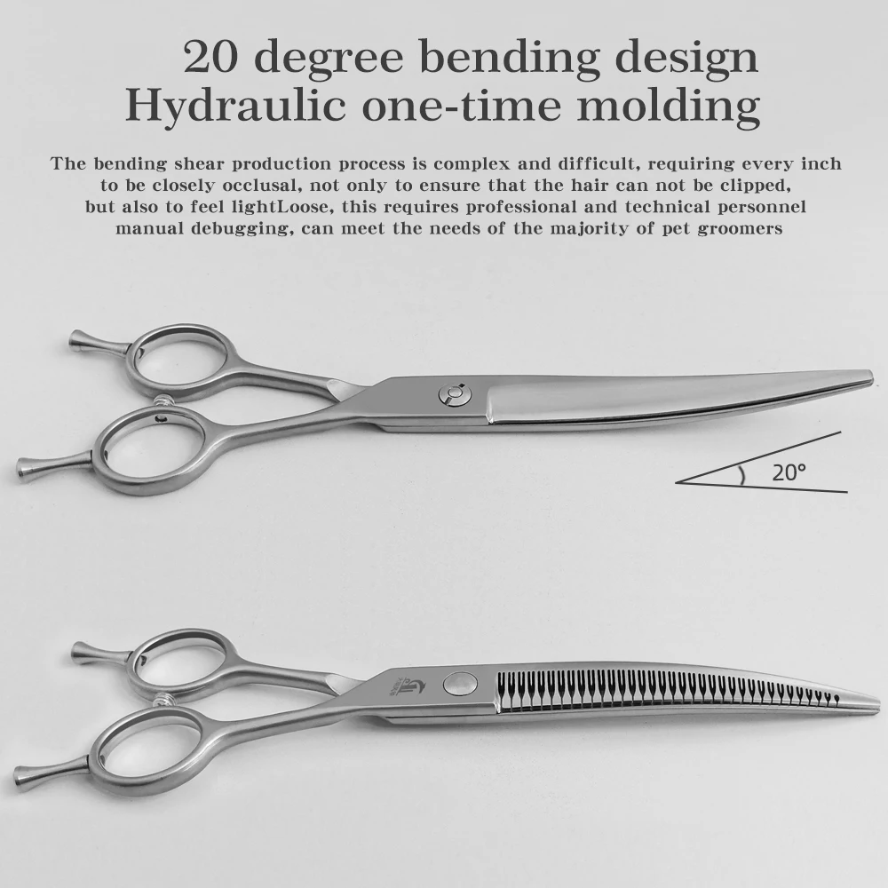 7.25 Inch Curved Bending Magic Scissors Professional Pet Grooming Shears with Natural Precision Trimming for Salon Use VG10 Stee