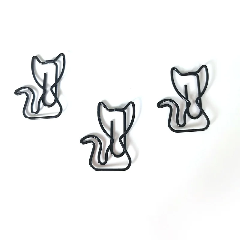 20/50 Buah Klip Kertas Hewan Kartun Berbentuk Kucing Klip Kertas Kucing Hitam Warna-warni Pembatas Buku Logam Aksesori Perencana Kertas Lucu