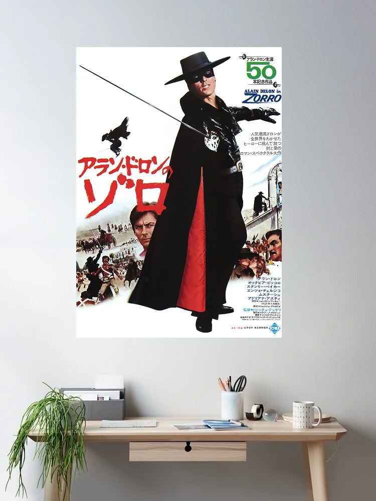 ALAIN DELON en la película japonesa ZORRO, póster de seda con impresión artística, decoración de pared para el hogar