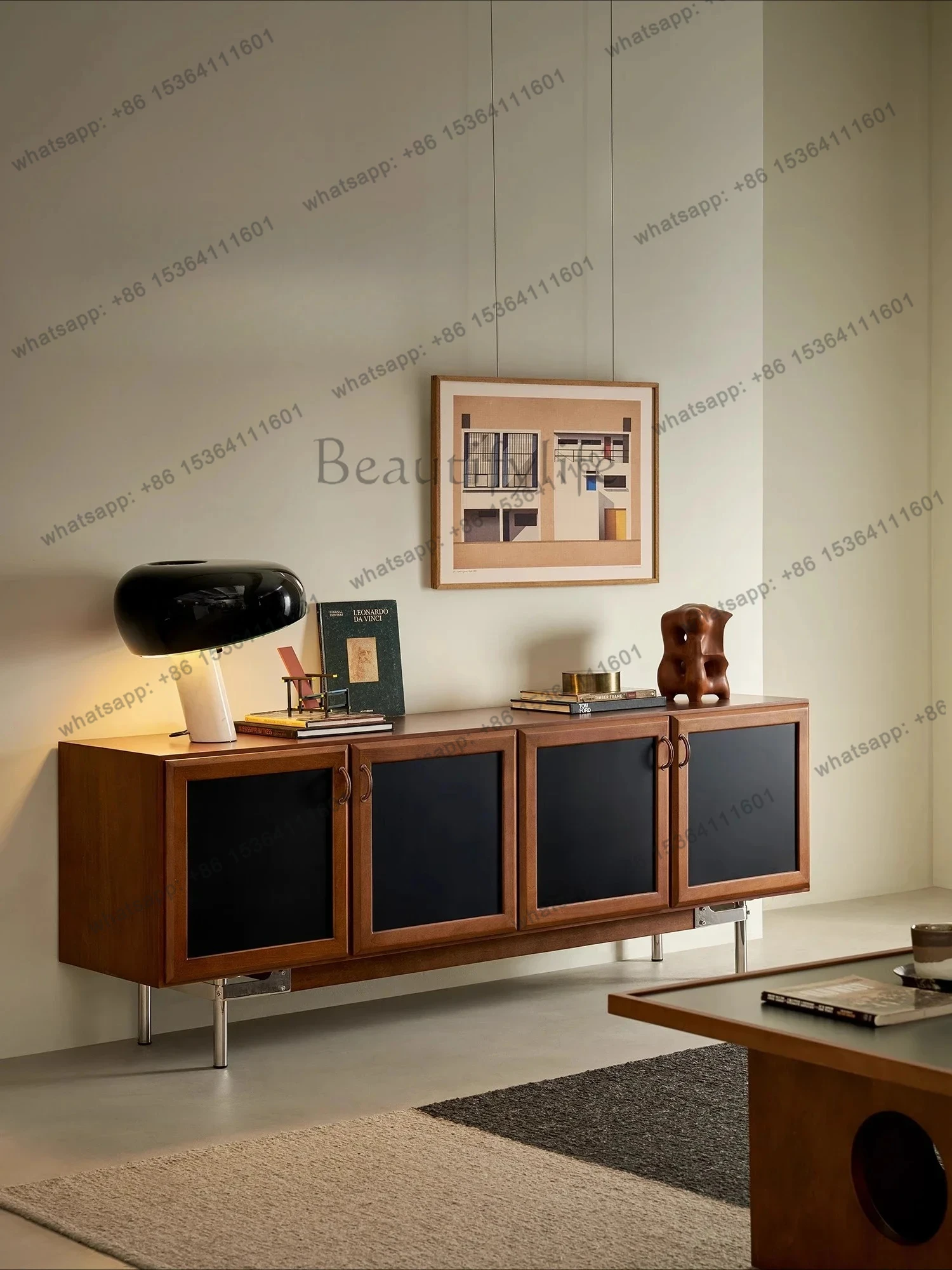 

Hidden Corner Edge Cabinet Solid Wood Color Matching Retro Simple Living Room Home Storage Designer TV Cabinet