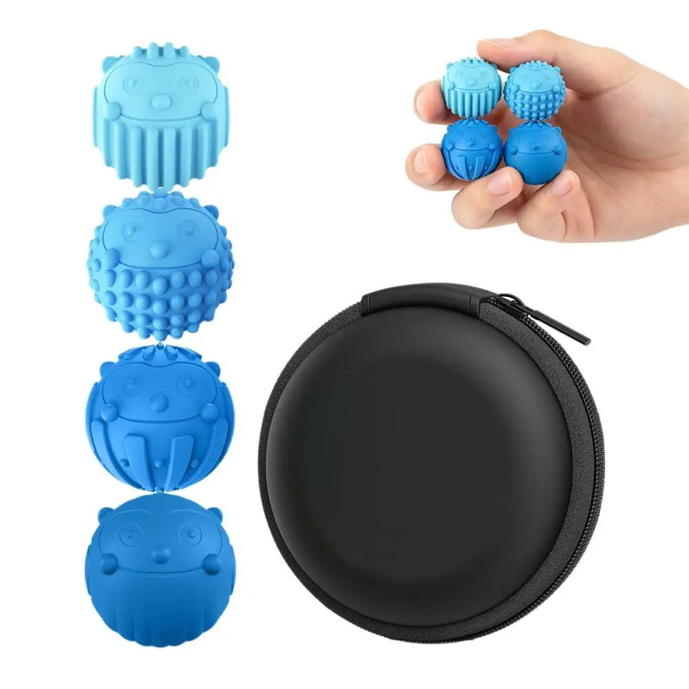 4Pcs Magnetic Silicone Fidget Balls EDC Anti‑Stress Sensory Toy Textured Tactile Magnet Balls Anxiety Relief Toy for Adult