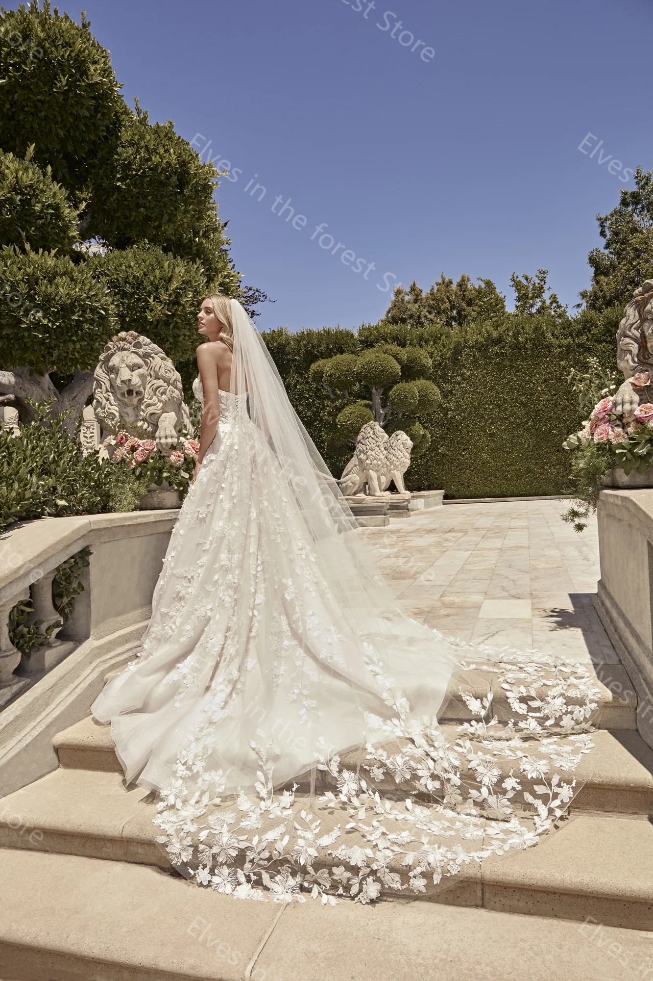 Vestidos De Noiva De Organza com Apliques De Renda, Vestidos De Noiva De Linha, Mangas Destacáveis, Lantejoulas De Glitter, Trem De Varredura