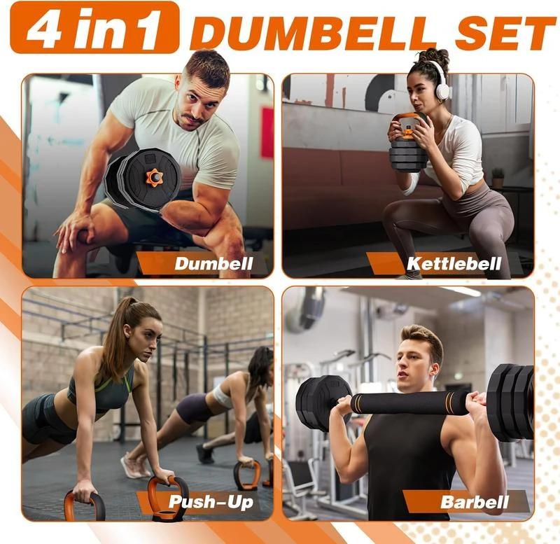 Adjustable Dumbbells,33/44/88/lbs Free Weight Set,4 in1 Dumbbells Set ,Multi-functional Fitness Exercise Equipment for Home Gym