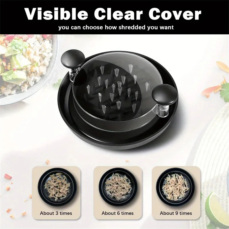 قطاعة دجاج مطورة بغطاء شفاف: أداة دوارة كبيرة مضادة للانزلاق لتقطيع الدجاج ولحم البقر والملفوف والخضروات