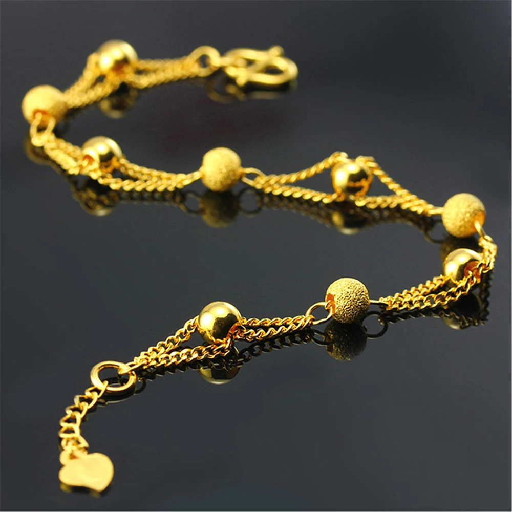 Hot plated gold sand bead bracelet Vietnam sand gold beaded bracelet new creative bracelet euro coin gold bracelet