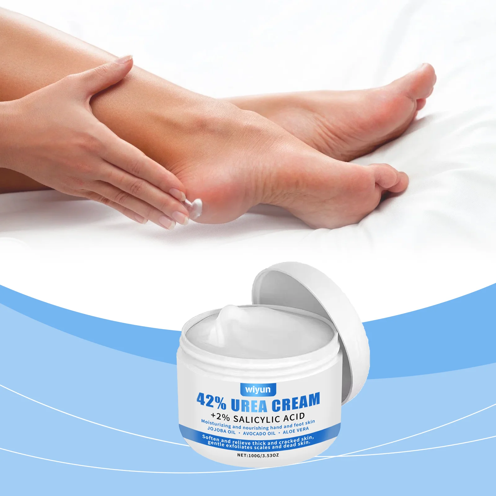 42% Urea Cream + 2% Salicylic Acid Foot Hand Cream for Dry Cracked Skin Exfoliating Callus Remover Moisturizer Pedicure At Home