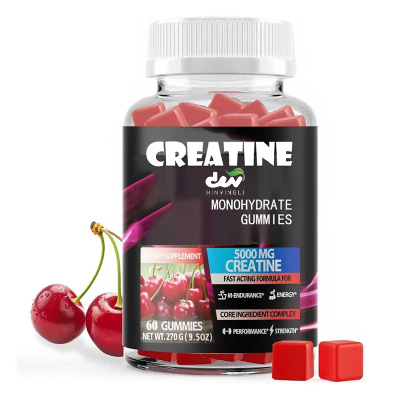 Gominolas monohidratadas de creatina 5g (5000mg), creatina sin azúcar, energía preentrenante, vegetariana, sin OGM