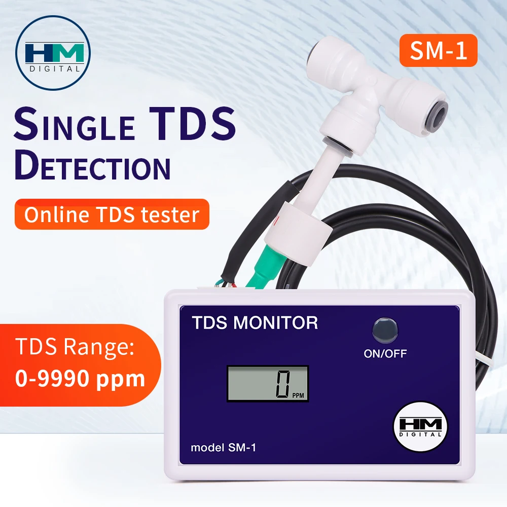 HM Digital TDS Tester LCD Online Water Quality Meter 0-9990PPM Detection Water TDS Monitor Inlet Outlet Test for Pool Laboratory