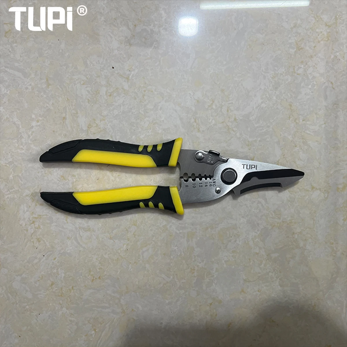TUPI Pro Electrician Pliers 3 in 1 Wire Cutter Crimper Stripper Ergonomic Grip Multi Tool for Electrical Work Professional