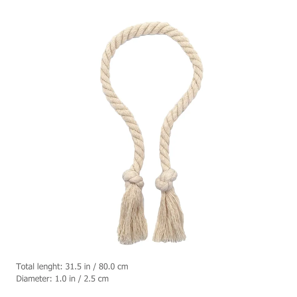 6Pcs Curtain Tiebacks Natural Cotton Rope Tie Backs Decorative Drapery Holdbacks Rural Style Easy Installation Home Office Hotel