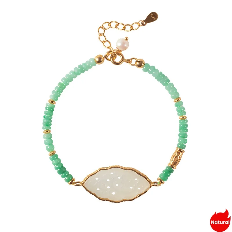 

Natural Jadeite 4mm Abacus Beads Strand Bracelets Hetian Jade Pearl S925 Silver Plated Gold Hand String Jewelry Wholesale