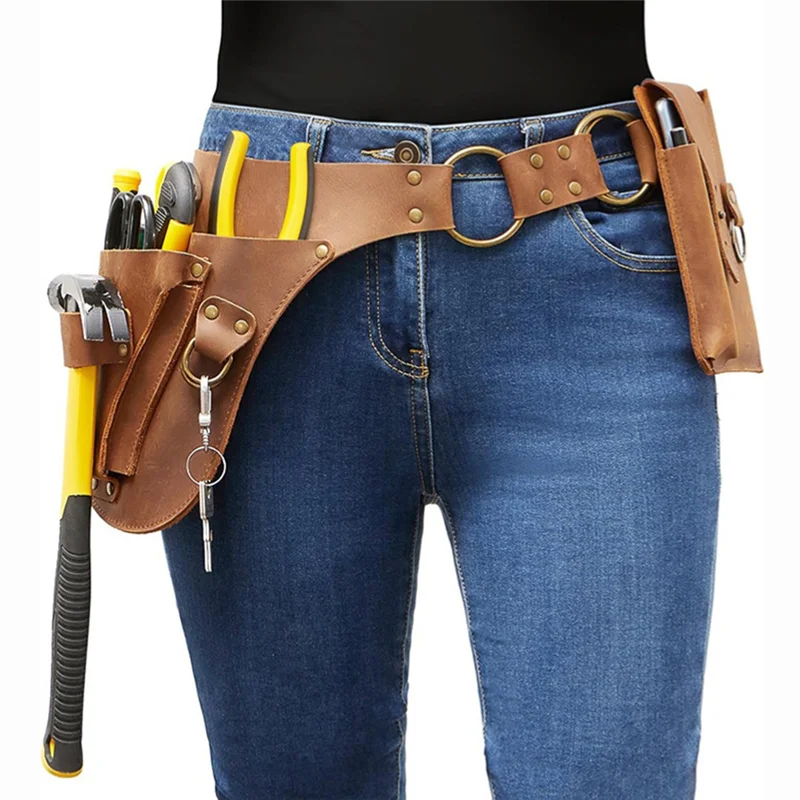 

A41I Leather Garden Tool Belt, Gardening Utility Belt, Garden Tool Storage Bag For Gardeners And Gardeners