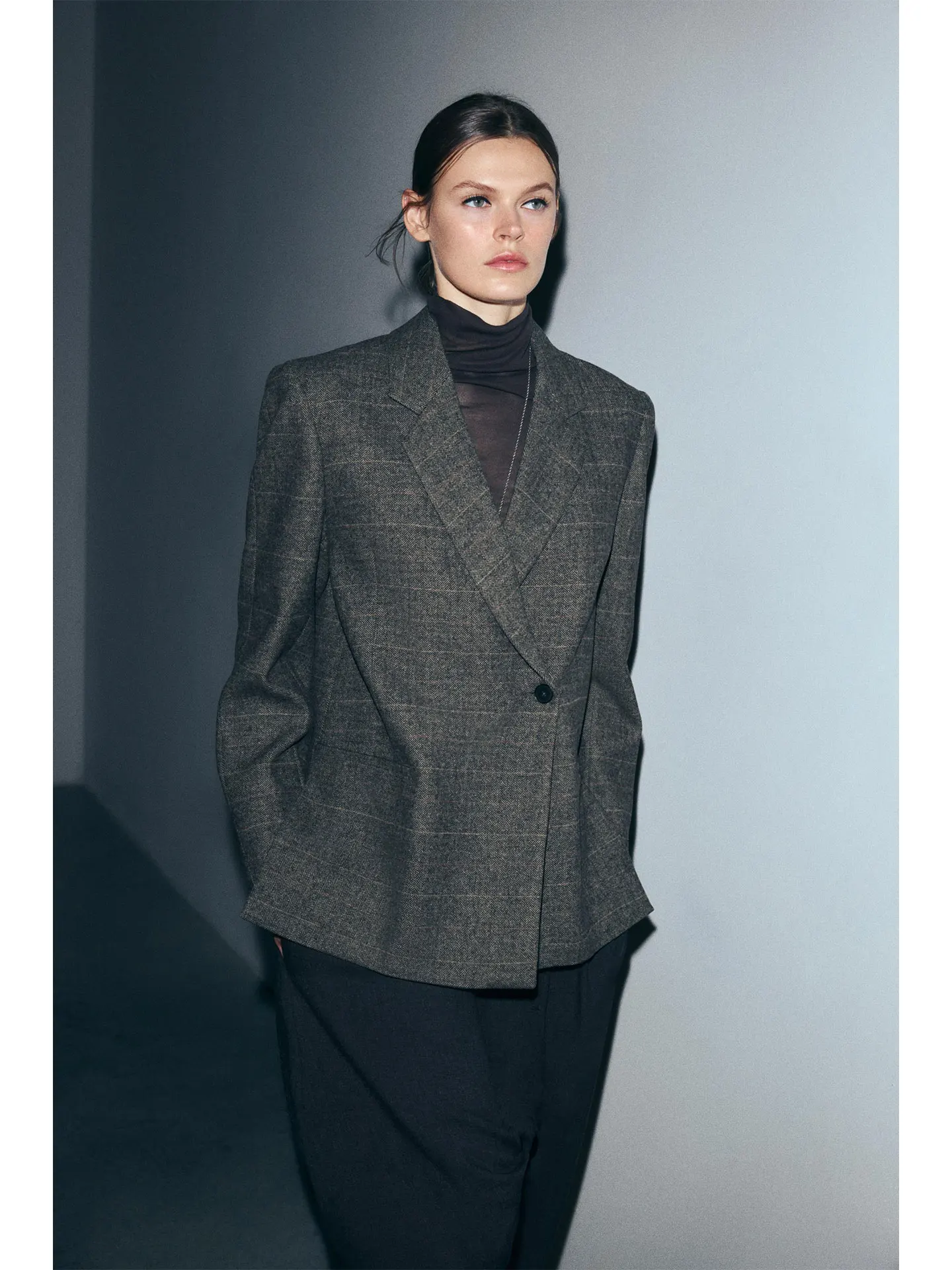 Primavera 2026 feminino casual solto xadrez terno jaet oversized clássico sle longo sve botão acima faionable high-end sentimento