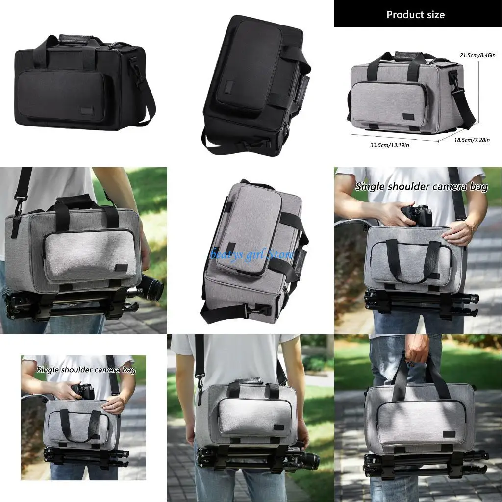 

C7AB Protective Crossbody Bag Camera Shoulder Bag Oxford Cloth Splashproof Design Handbag for Camera Lens Body Safety