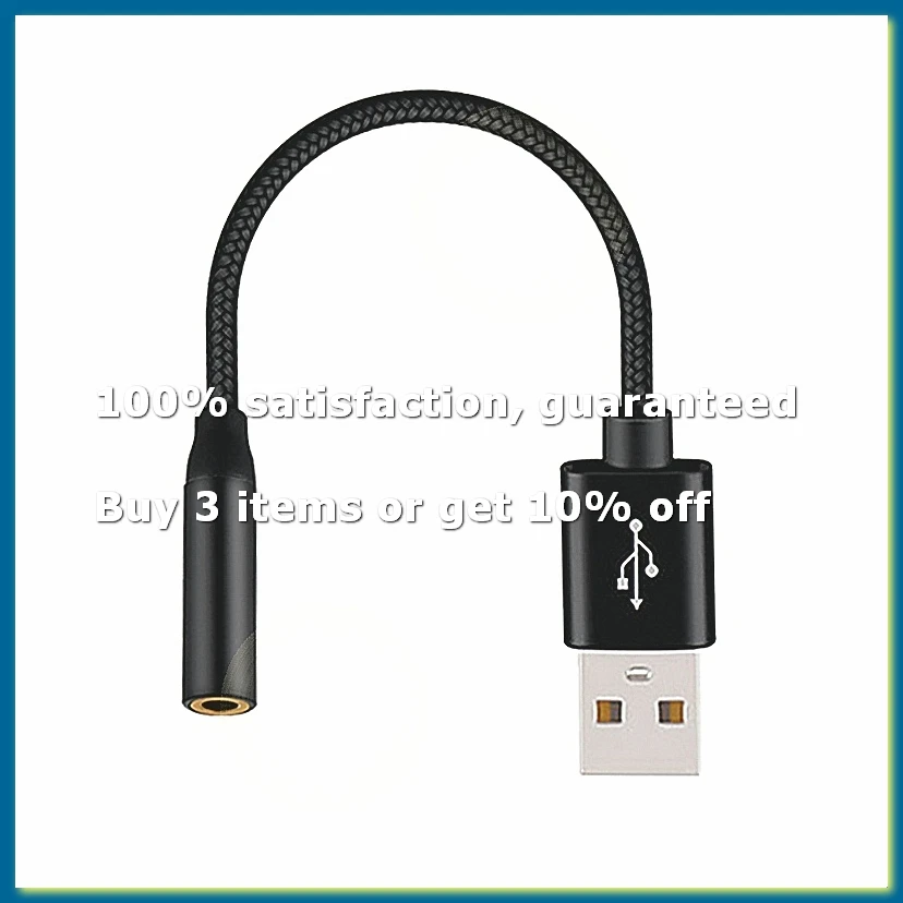 USB to 3.5mm Audio Cable USB A to 3.5mm Female External Stereo Sound Card Headphone Micphone Sound Adapter Black-A82Z