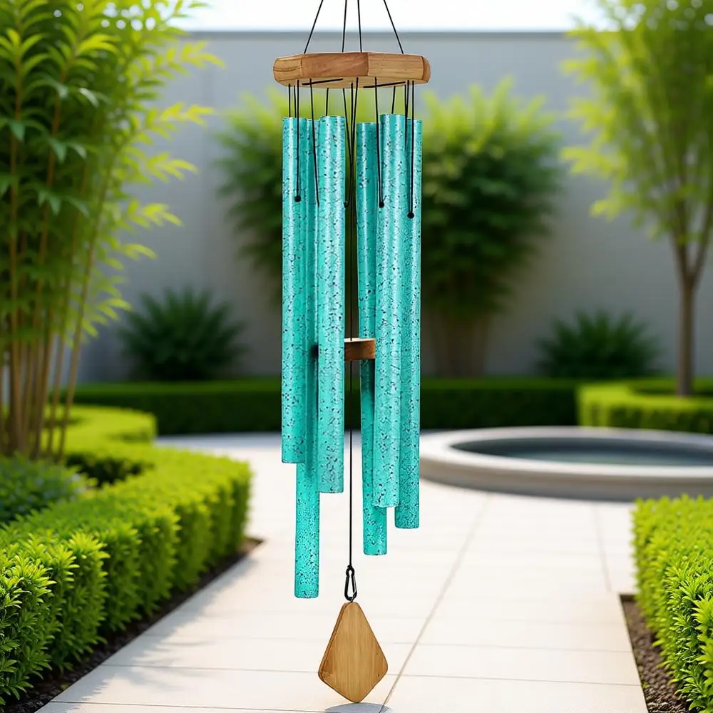 

Стильный 42-дюймовый бирюзовый колокольчик для помещений на открытом воздухе — отделка из синей патинины