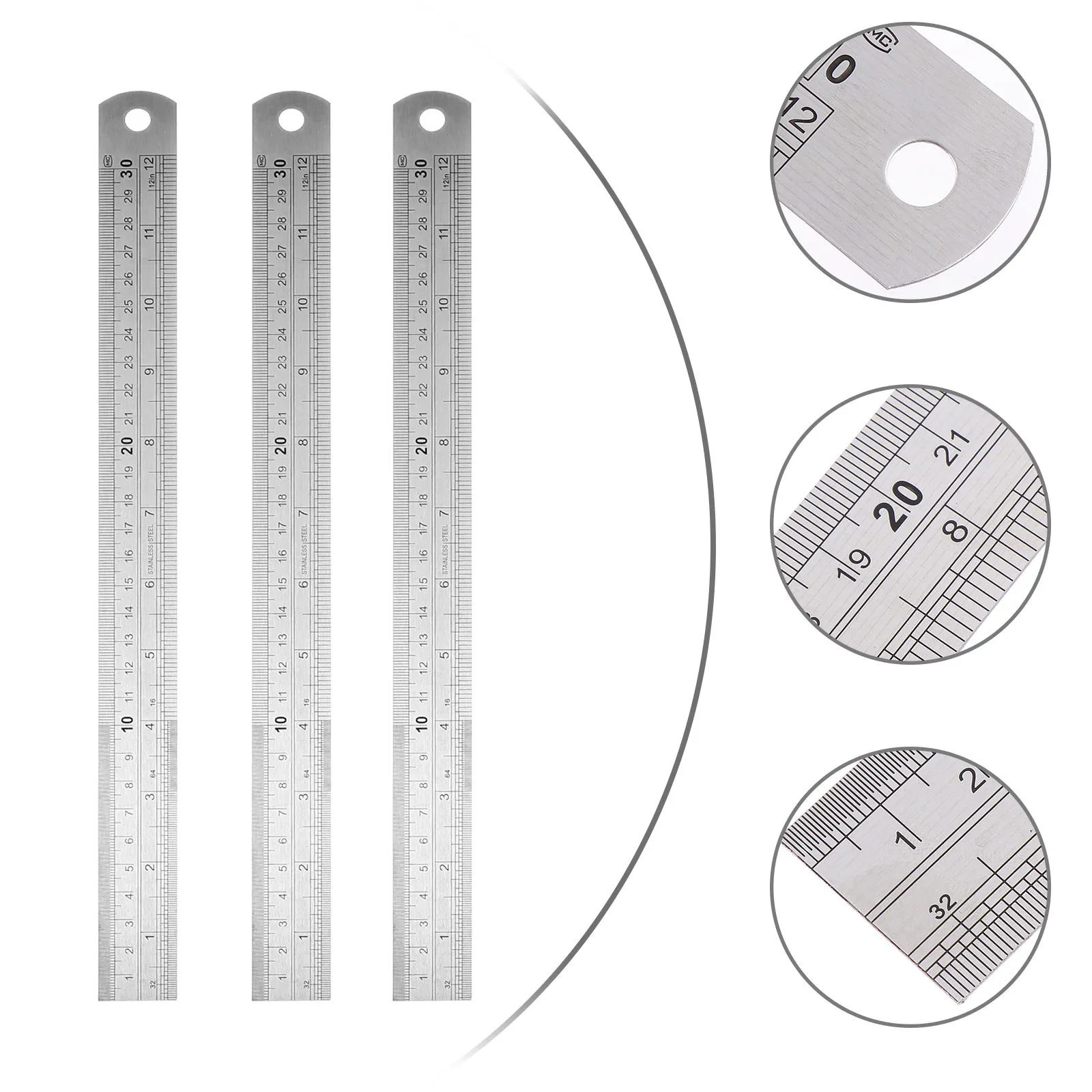 3pcs-stainless-steel-measuring-straight-ruler-double-sided-ruler-for-student-office-engineering-drafting-cutting-teaching