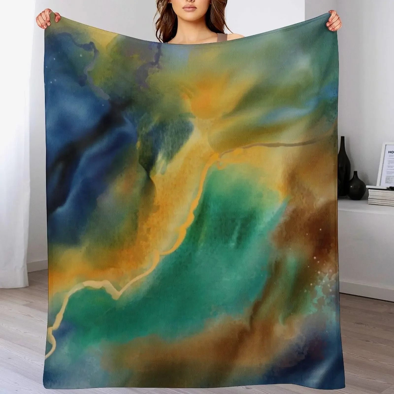 Border Line Watercolor Abstract Throw Blanket Designers Beautifuls Luxury Throw Luxury Blankets