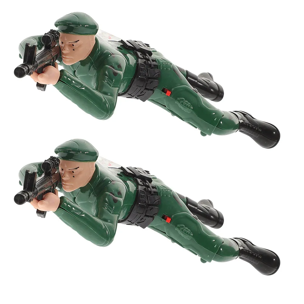 

2Pcs Electric Crawling Soldier Figures Realistic Army Action Figures for Early Learning Interactive Boys Playtime
