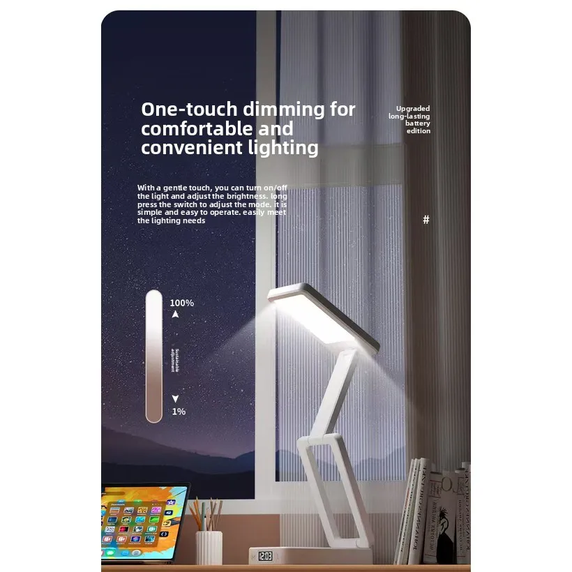 Folding LED Desk Lamp Rechargeable Battery  Specific Eye Protector Dormitory Portable Large Table Lamp CapacityLed Night Lights