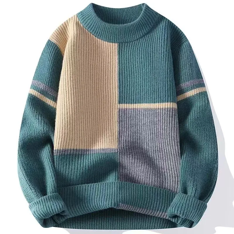 Men's Winter Contrast Color Loose Sweater