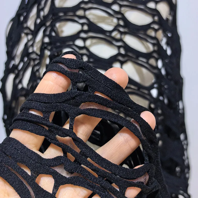 

Трикотажная эластичная сетчатая ткань с крупными ячейками для шитья, рукоделия, пошива одежды, модных изделий, оптовая продажа