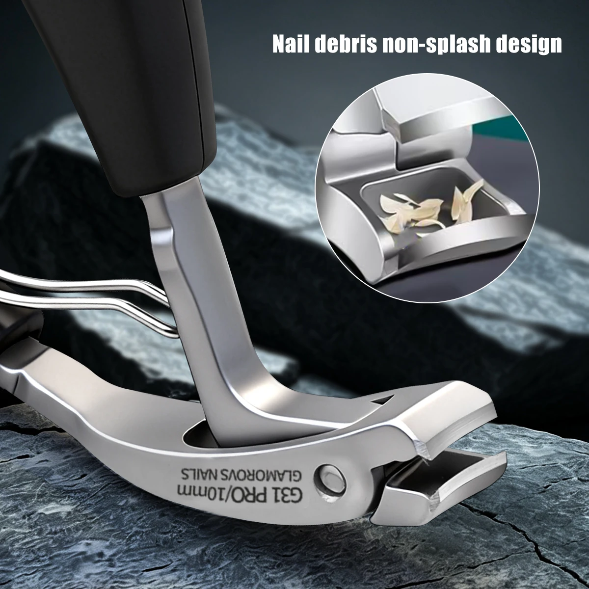 2pcs Stainless Steel Nail Clipper Set—Specially for thick and hard nails, splash-proof, durable and fine nail care tool