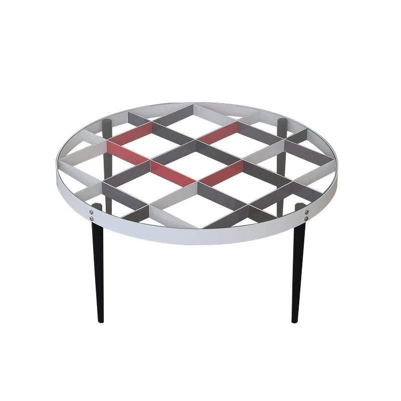 Italian light luxury round niche designer tempered glass coffee table sofa