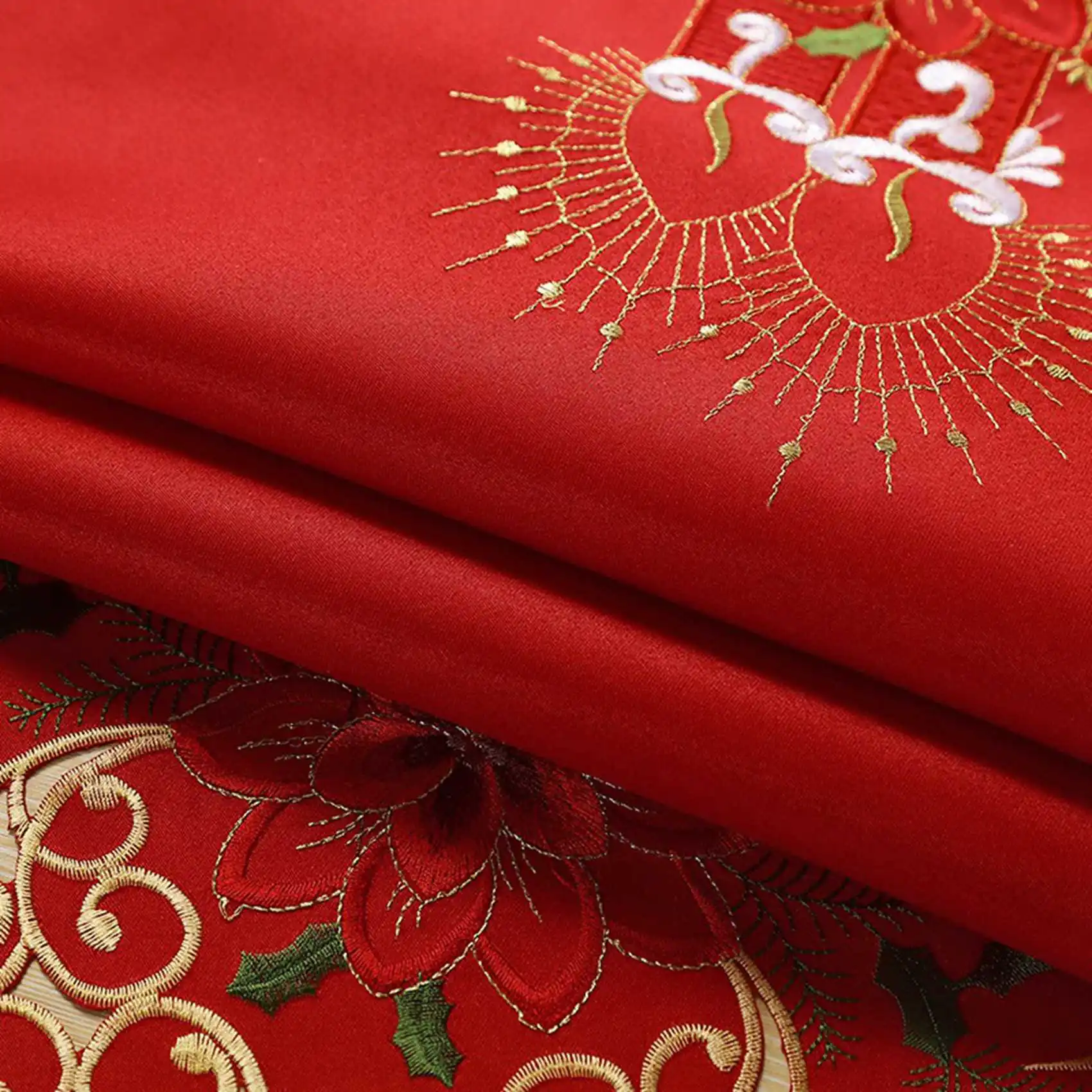 ABWZ-2X Christmas Embroidered Table Cloth,Hollow-Out Round Tablecloth,33 Inch