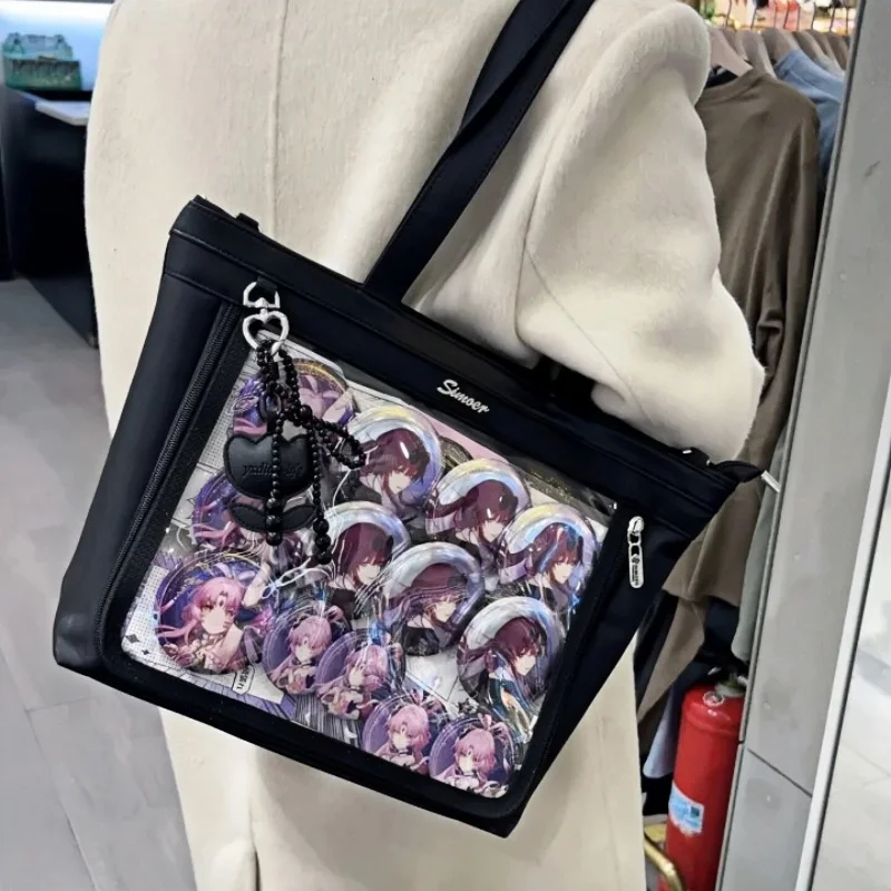 

Original Ita Bag Women Transparent Large Capacity Oxford Tote Bag Lady Harajuku Kawaii Diy Budge Display Shoulder Crossbody Bags