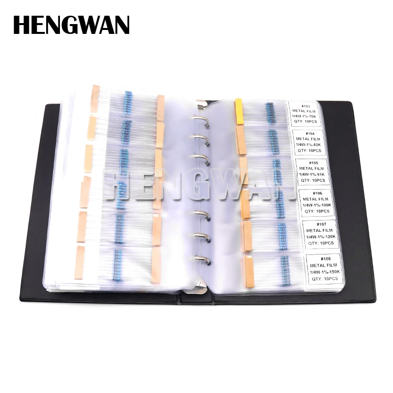 0.25W 122/130/140/158Values 1R-10M Ohm 1/4W 1% Metal Film Resistor Assorted Kit Resistance Pack Sample Book