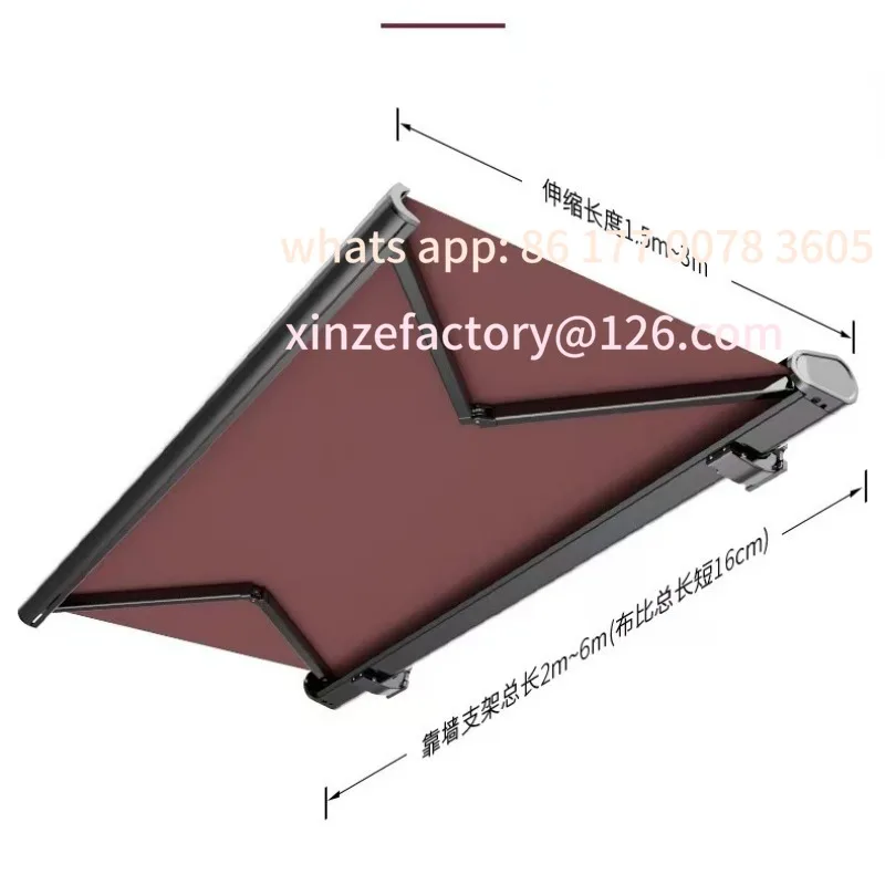 

Customizable villa eaves Heavy duty folding telescopic awning, hand crank electric aluminum awning