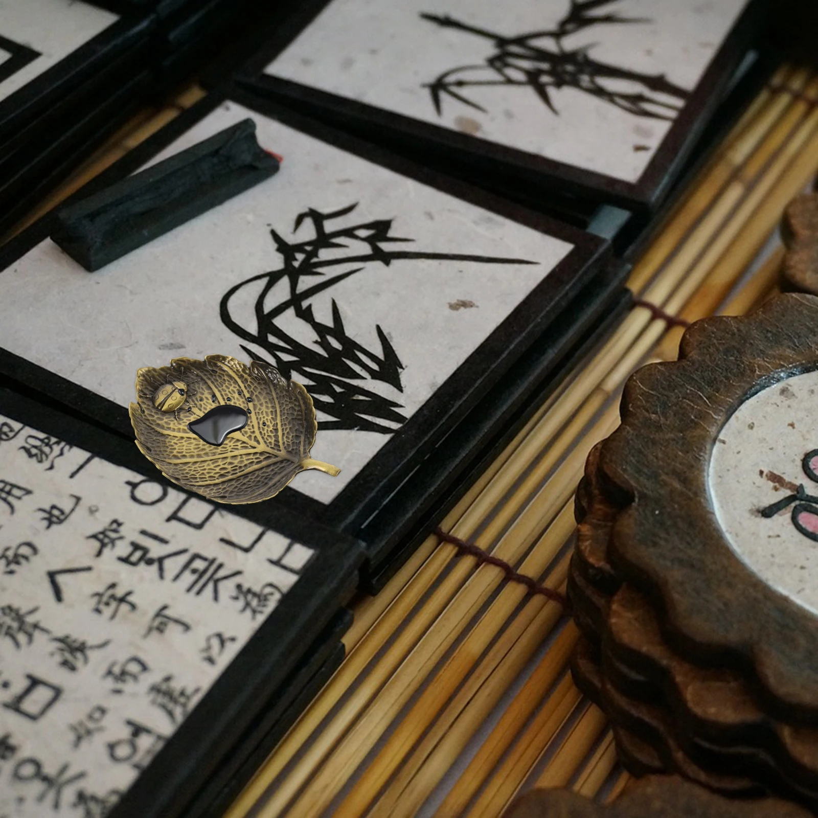 Calligraphy Ink Plate Copper Material Smooth Surface Portable Design Brush Washing Pen Rest Desktop Decoration Metal Ink