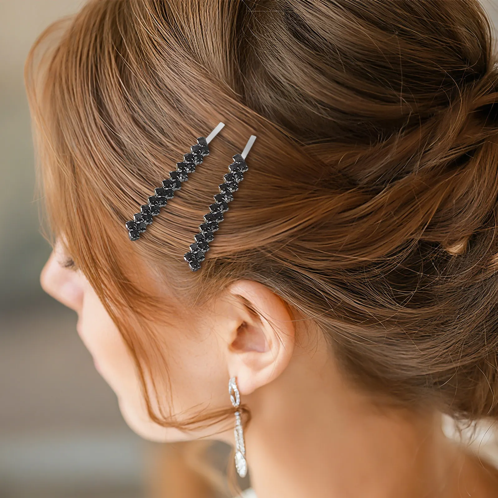 

1Set Crystal Hairpins Rhinestone Decorated Metal Hair Clips for Women Delicate Stylish Hairpin Daily Wear Gift Wedding Party