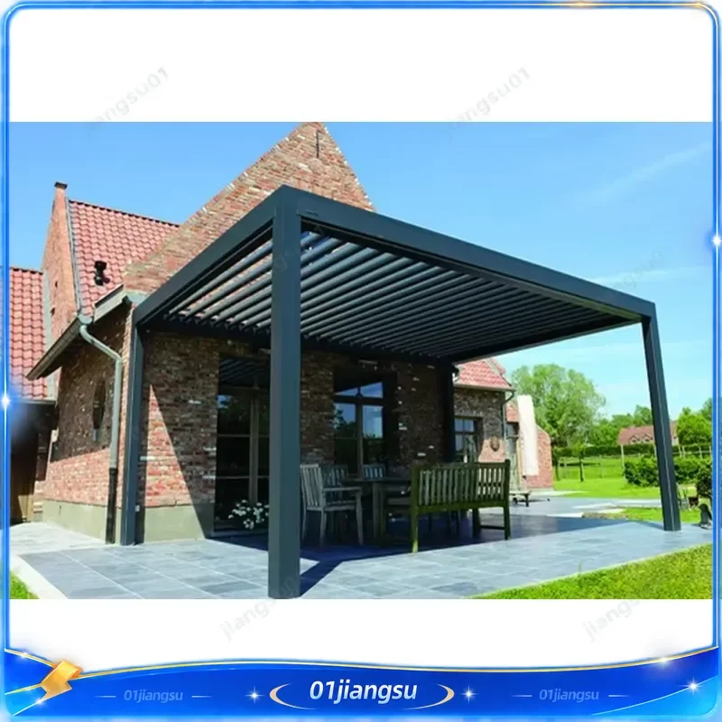 Outdoor Patio Gazebo with Louvered Roof Aluminum Pergola Canopy Waterproof Sunshade Garden Terrace Awning for Backyard Deck