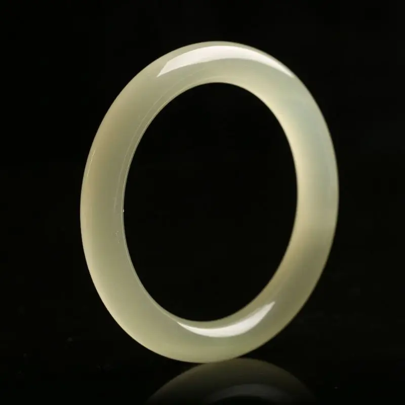 Blue and white ice-like texture Afghan jade bracelet cat-eye effect translucent light green round brac