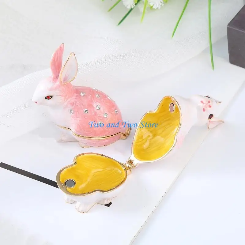 HX6F Rabbit Themed Jewelry Organizers With Soft Lining For Storing Gemstones And Jewelry
