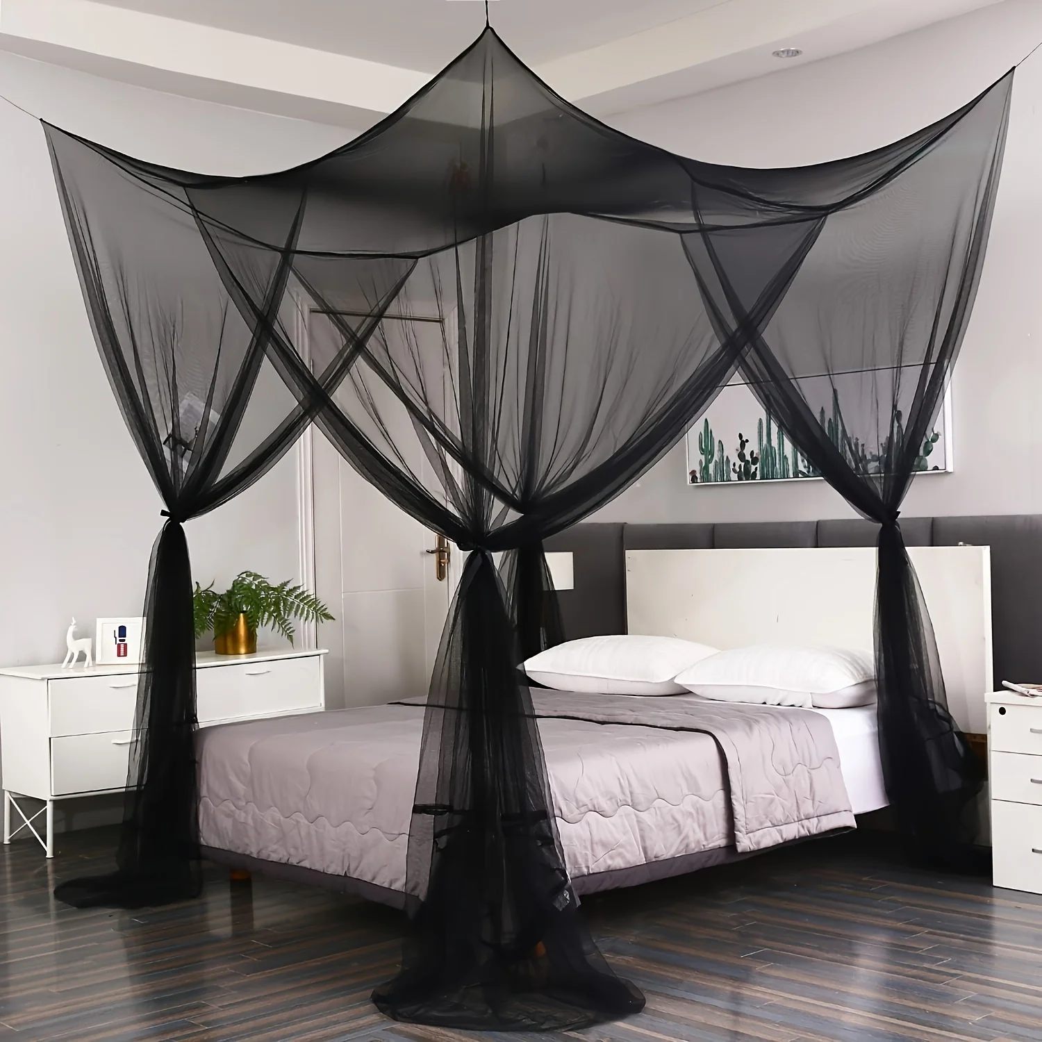 Luxury Bed Canopy Mosquito Net - Dreamy Princess Style with 4 Pole Curtains - Ultra-Large Drape for Girls and Adults, Effortless