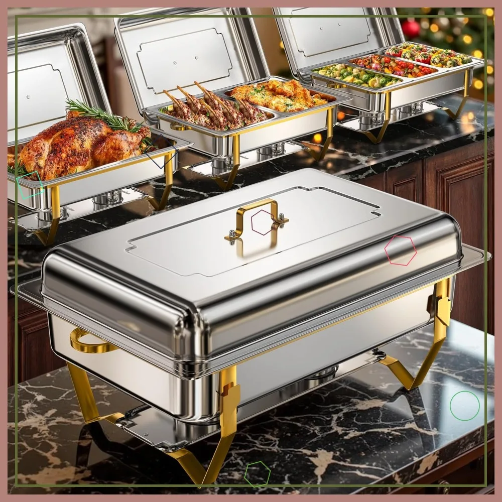 

Набор прямоугольных блюд 9QT с сковородой разных размеров, нержавеющая сталь, складной каркас для шведского стола и вечеринки