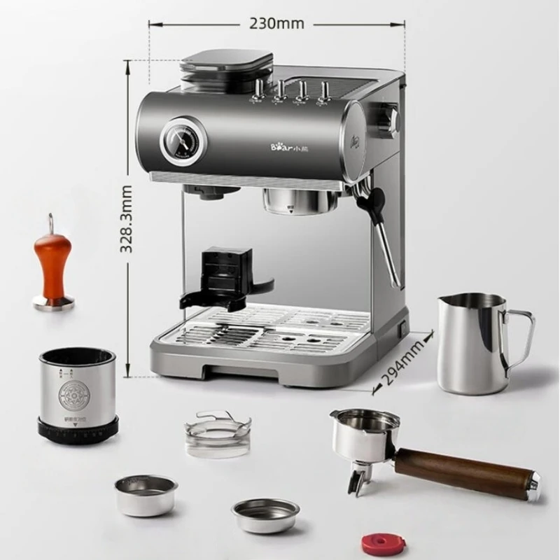 ماكينة صنع القهوة الإيطالية شبه الأوتوماتيكية بير 220 فولت، ماكينة طحن حبوب البن المطحونة الطازجة