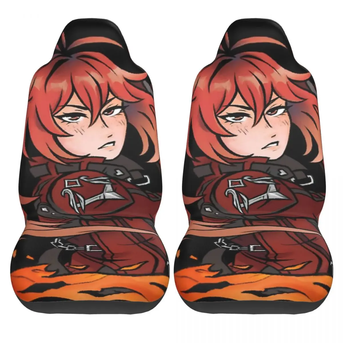 Diluc - Genshin Impact Cartoon Animation Car Seat Cover Custom Printing Universal Front Protector Accessories Cushion Set